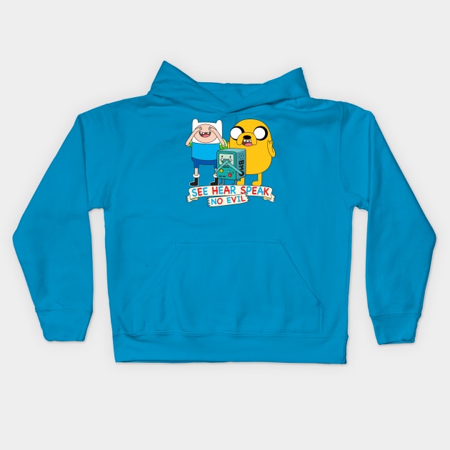 Finn Jake BMO No Evil Kids Hoodie by Plushism